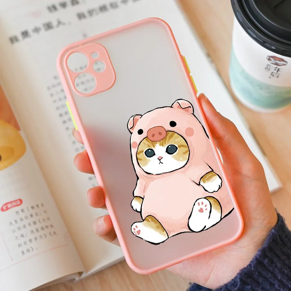 Adorable Cat Couple Cartoon Hard Matte Phone Case Cover