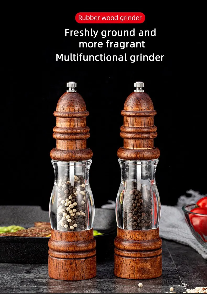 Kitchen Hand Crank Twist Spice Salt Mill Grinder Pepper Shaker Wood Color 