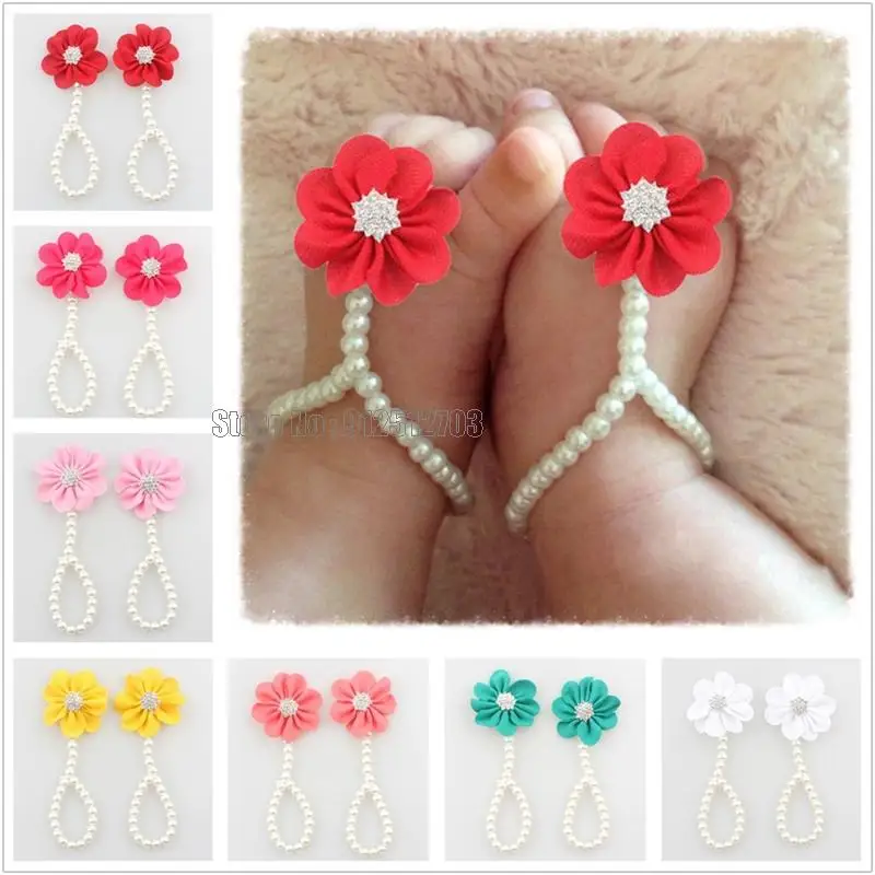 Baby Kids Anklets Shoe Fashion Jewelry With Flowers Foot Chain Infant Newborn Colorful Barefoot Accessories Cute