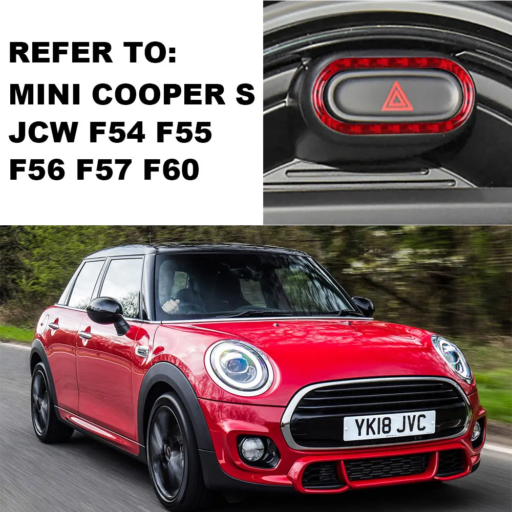 Car Safety Warning Light Button Sticker For MINI COOPER S JCW F54 F55 F56 F57 F60 Car Interior Decorative Stickers Accessories car interior carbon fiber style modified stickers for mini one cooper s jcw clubman f54 f55 f56 f57 f60 countryman accessories