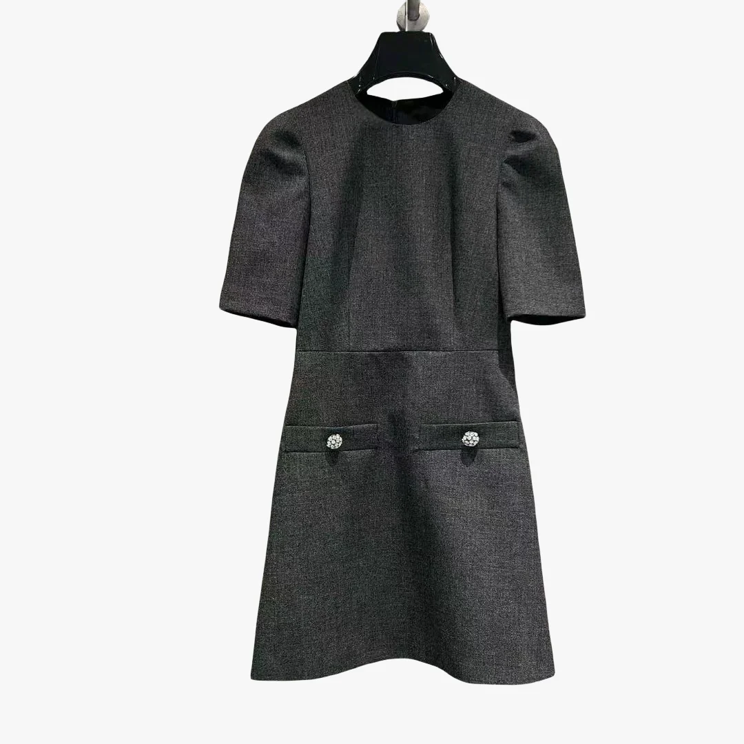 

Early Spring New Fashion Women's Diamond Button Dress