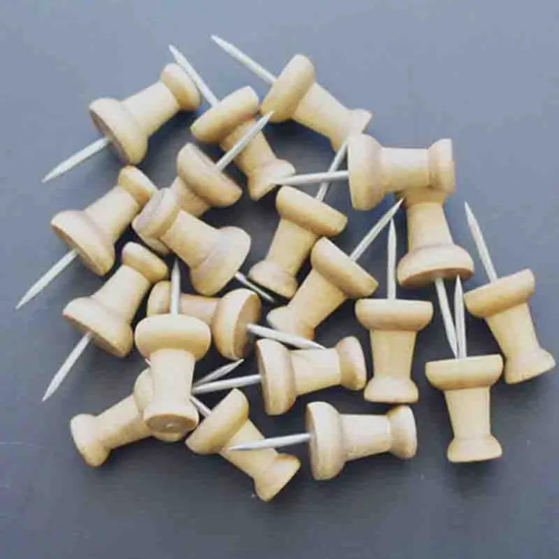 50pcs/lot Wooden Thumb Tack Map Markers Pin Pushpin Decorative Cork Board Photo Wall Thumbtacks For Home Office School Supplies