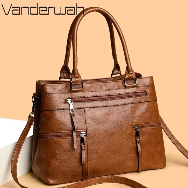 Elegant Handbag for Women High Quality Leather Top-Handle Bags Purse Ladies Shoulder Crossbody Bag Large Casual Tote 2025 Hot 1