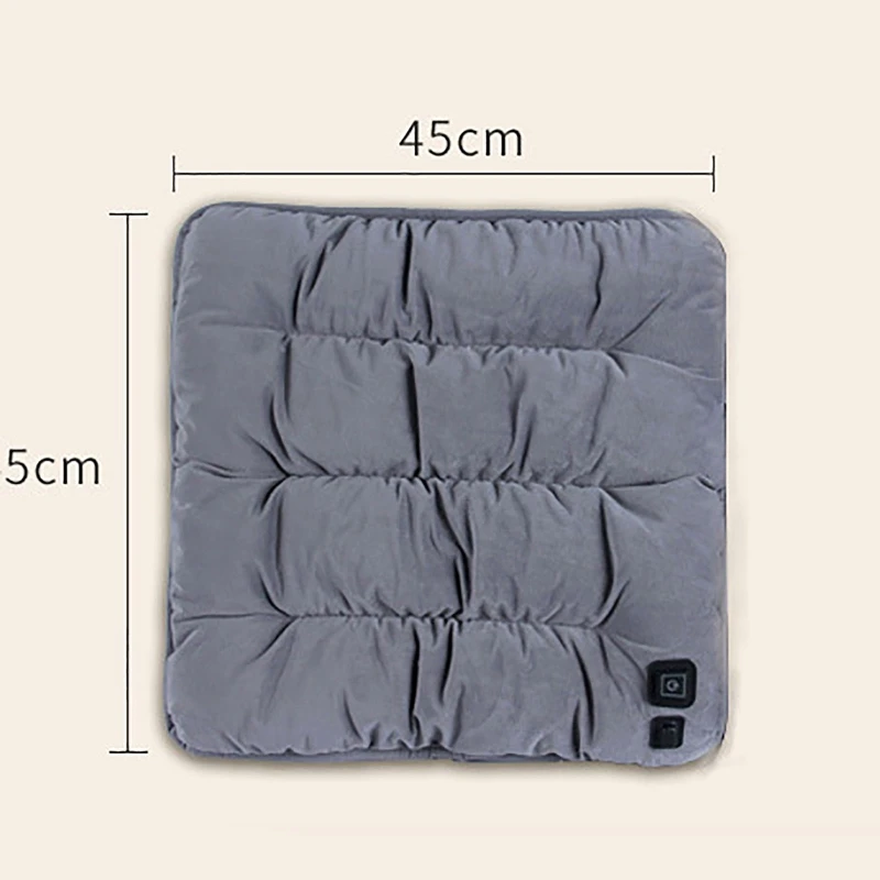 45 X45cm Electric Seat Cushion USB Heated Office Home Car Seat Cushion  Heating Warmer Pads Winter Hot Plush Warm Seat Cover