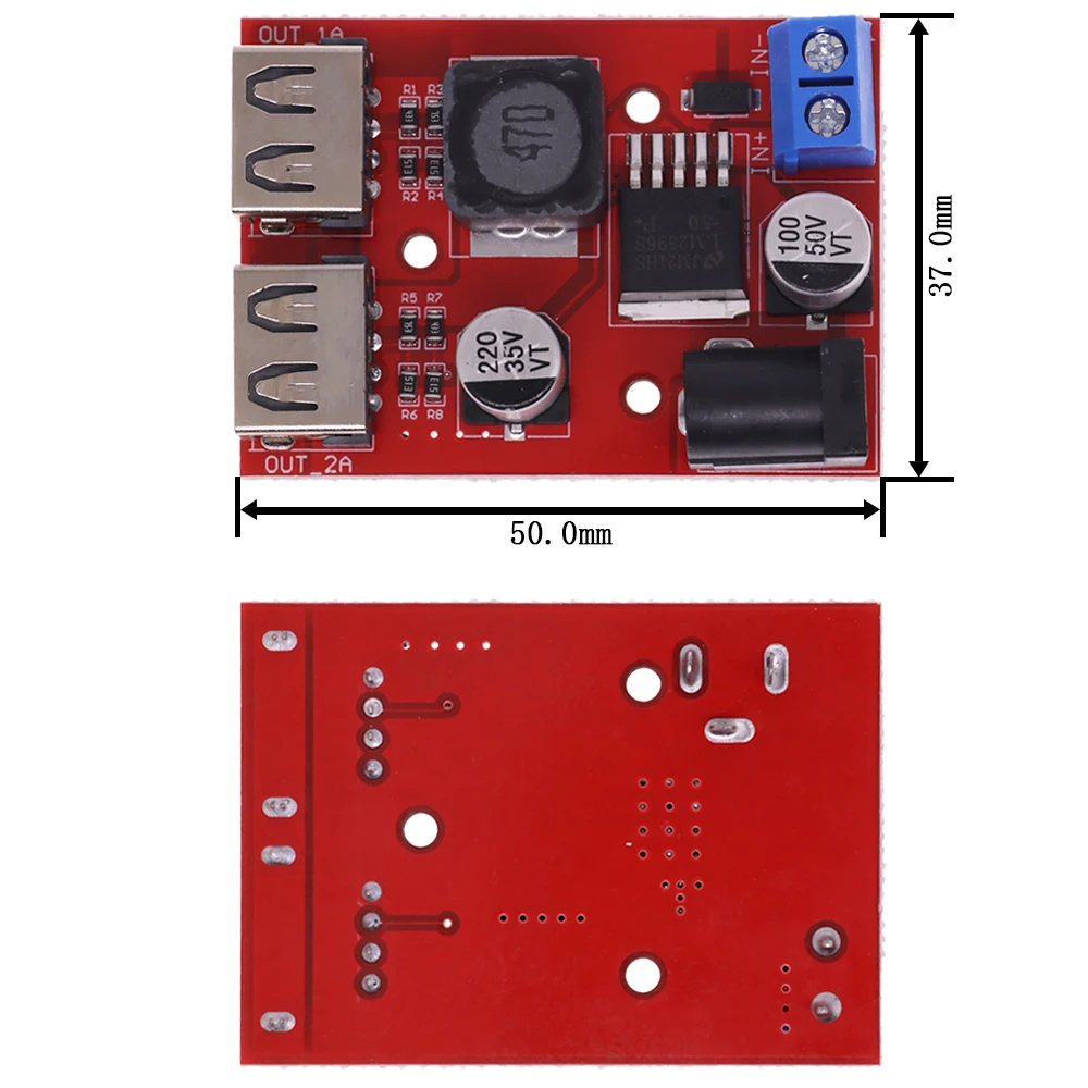 LM2596 Dual USB Output 9V / 12V / 24V 36V Car Charger Switch 5V DC-DC Power Supply Module 3A Buck Regulator Converter
