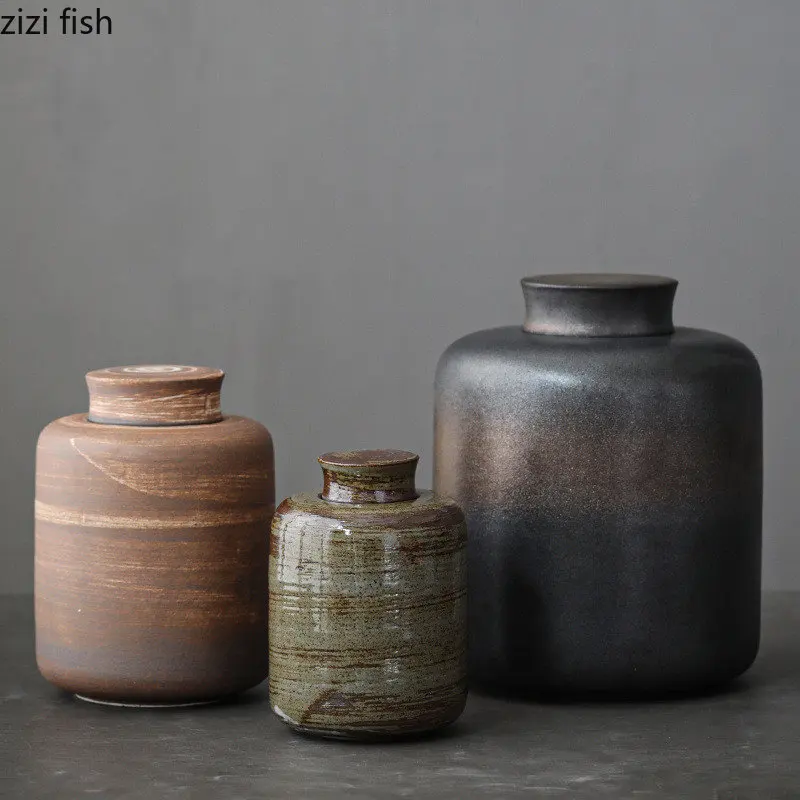 Handmade Ceramic Tea Cans Storage Jar Moisture-proof Sealing Tank Tea Box Storage Tanks Container Box Organizer tea tin box tea canister
