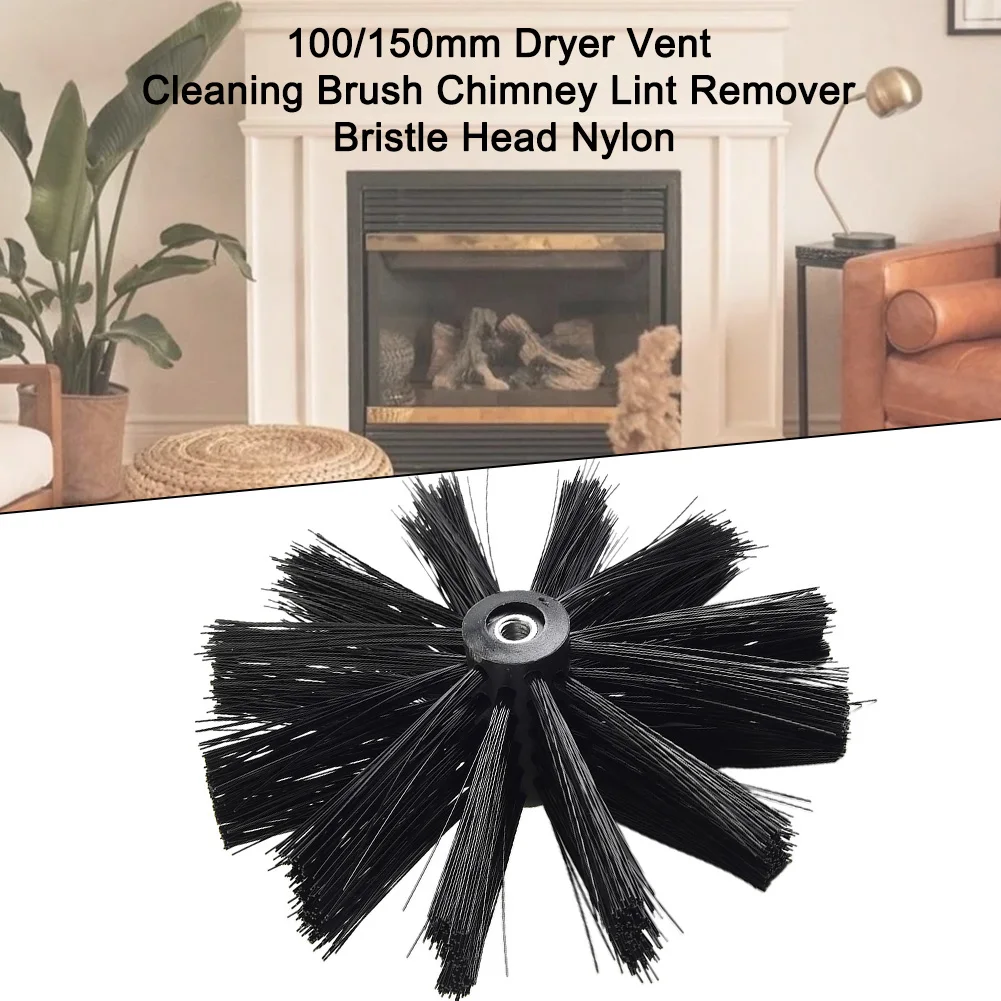 100/150mm Chimney Stove Brush Rotary Dryer Vent Cleaning Brush Bristle Head Rod For Chimney Dryer Pipe Fireplace Inner Wall Tool