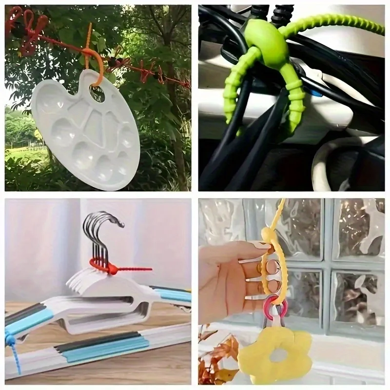 10pcs Silicone Cable Ties - Reusable, Durable & Flexible Cord Organizers in Various Colors, Safe Design for Office,and Home Use