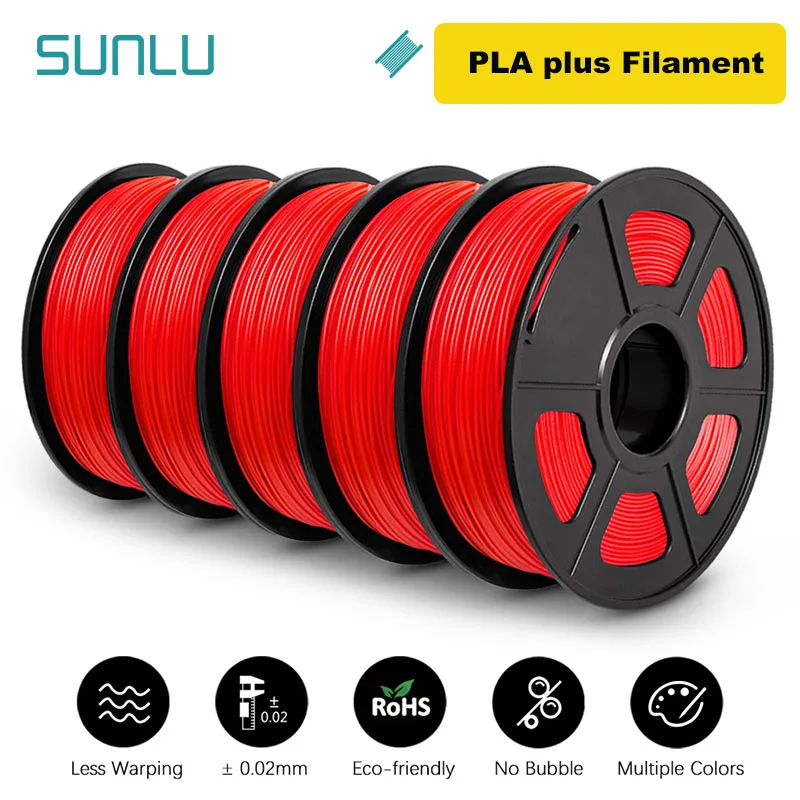thumbnail image 1 of SUNLU 5KG 3D PLA/PETG/PLA PLUS/Filamento transparente 1,75 mm 5 rollos 1KG Impresora 3D Filamento 3D perfectamente enrollado para impresora 3D y bolígrafo 3D, 1 of 5