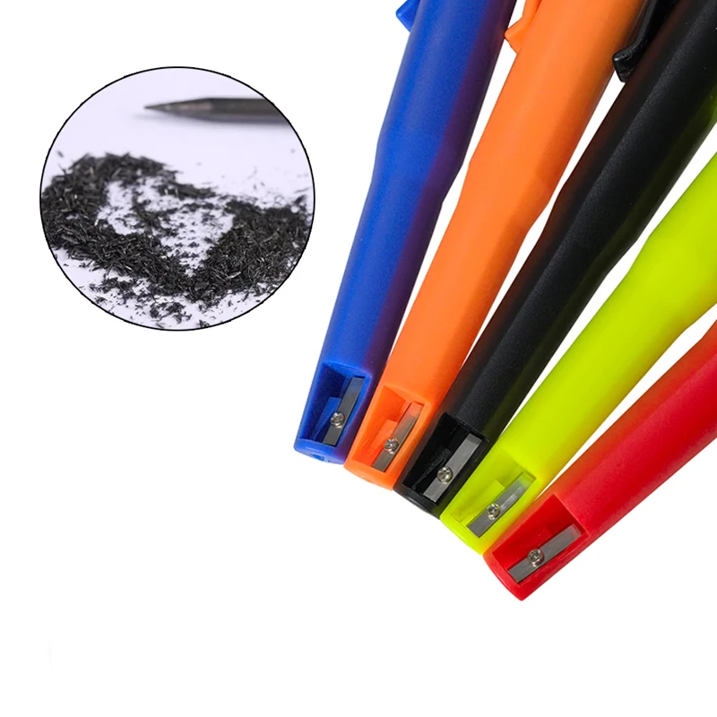 5 Colors 2.8mm Solid Woodworking Mechanical Pencil with Pen Cover 2B Black Yellow Red Lead Long Headed Carpenter Marking Pencil 4
