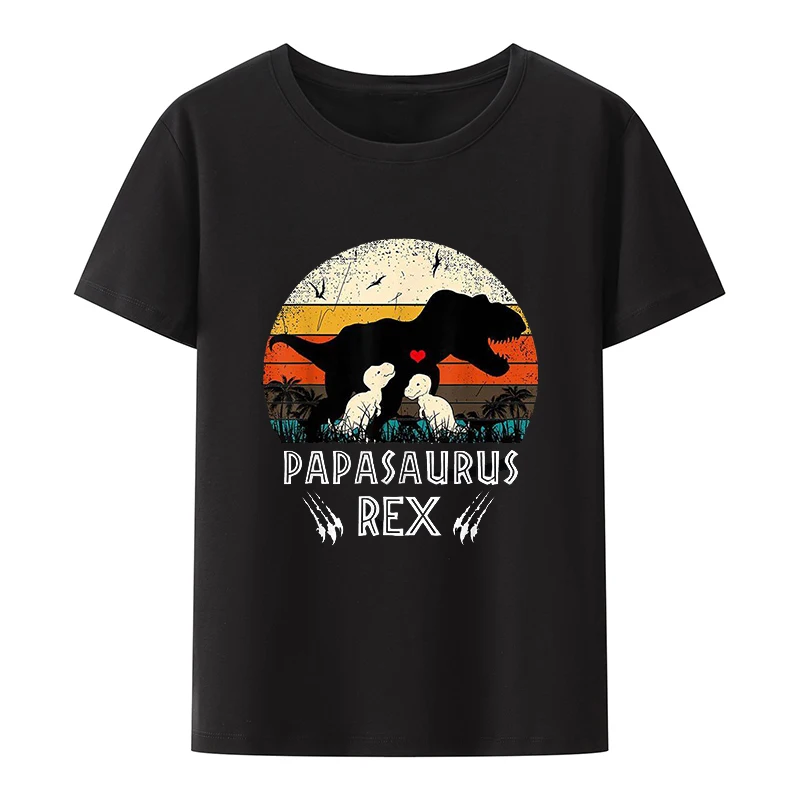 Papasaurus Rex T-shirt For Dad Men's Retro Dinosaur Father's Day_voghion.com
