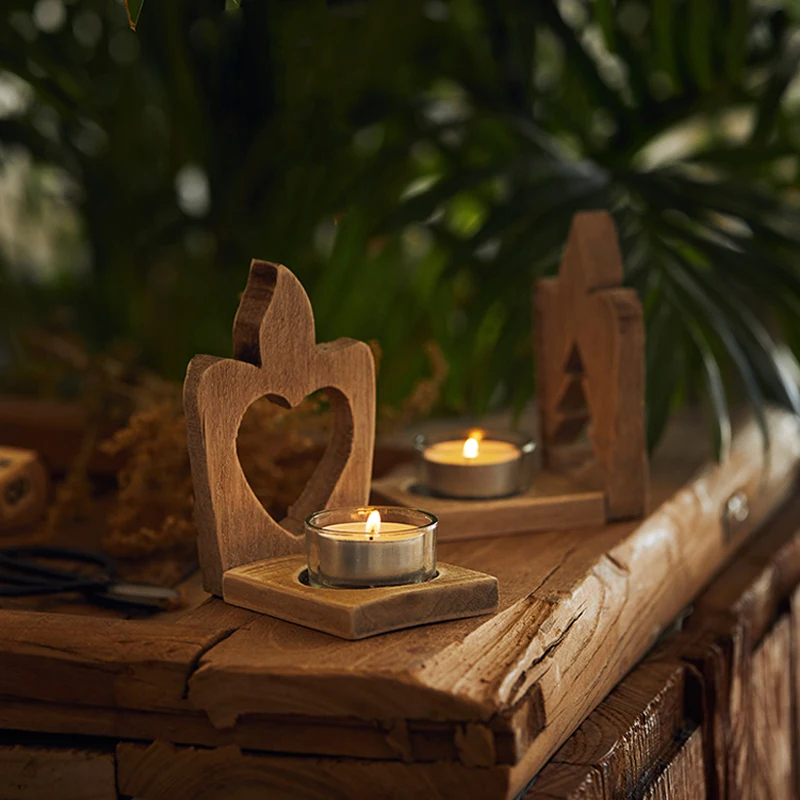 

Muslim Retro Solid Wood Candlestick, Nordic Nostalgic Ornaments, Photography Props Crafts, Ramadan Party, Home Decoration, 2022