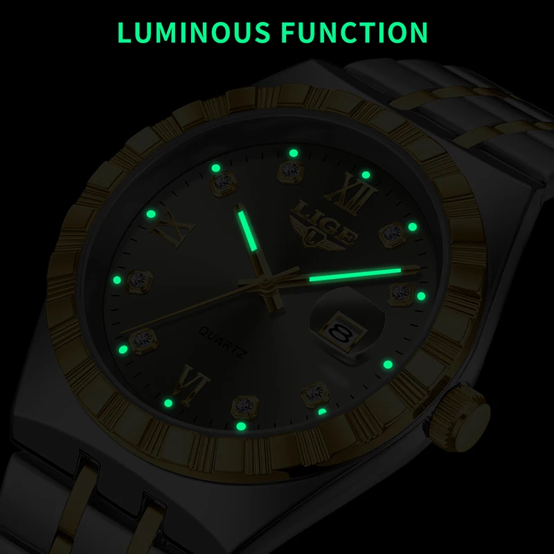 LIGE Women's Luxury Quartz Chronograph Waterproof Luminous Watch