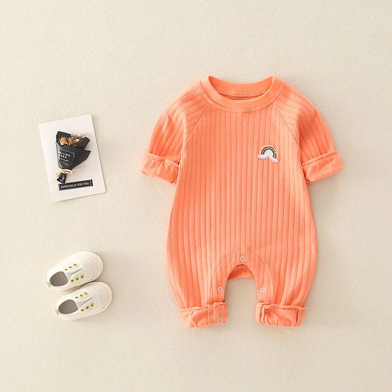 Newborn Infant Kid Baby Boy Girls Long Sleeve Romper Jumpsuit Clothes Outfits Warm Pure Color Cute Lovely Rainbow Clothing cool baby bodysuits	 Baby Rompers