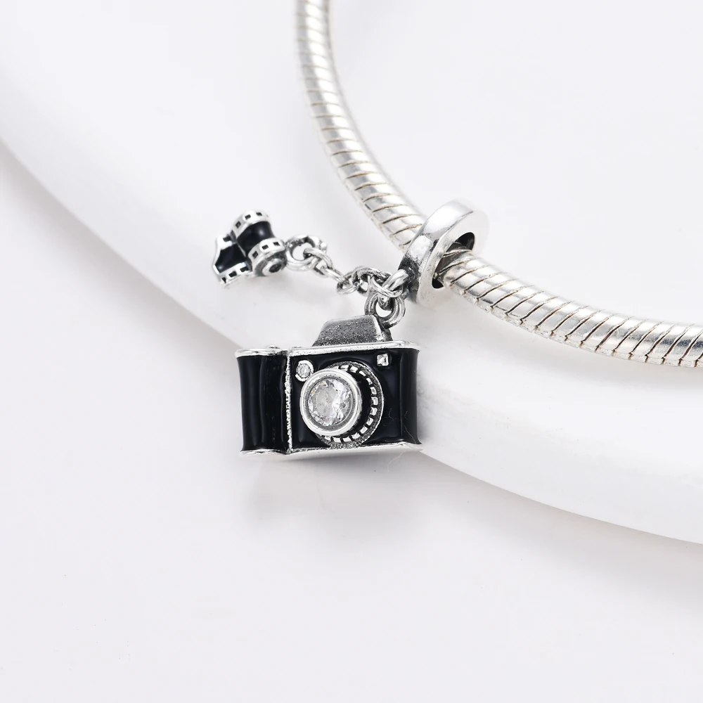 New 925 Sterling Silver Camera phone headset TV computer Charm Pendant Fine Bead Fit Original Pandora Bracelet DIY Women Jewelry