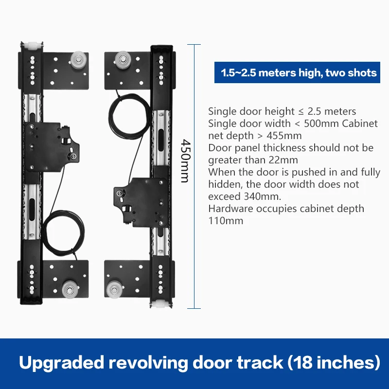 16-Inch Single Pocket Door Hardware Kit - Hidden Swing Track For 40 Lb Doors, Side-Mount Folding System