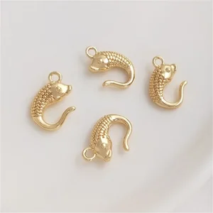 14K Bag Goldfish-shaped Connecting Buckle Pendant Hook Finishing Buckle Handmade Jewelry Buckle Diy Necklace Buckle Accessories