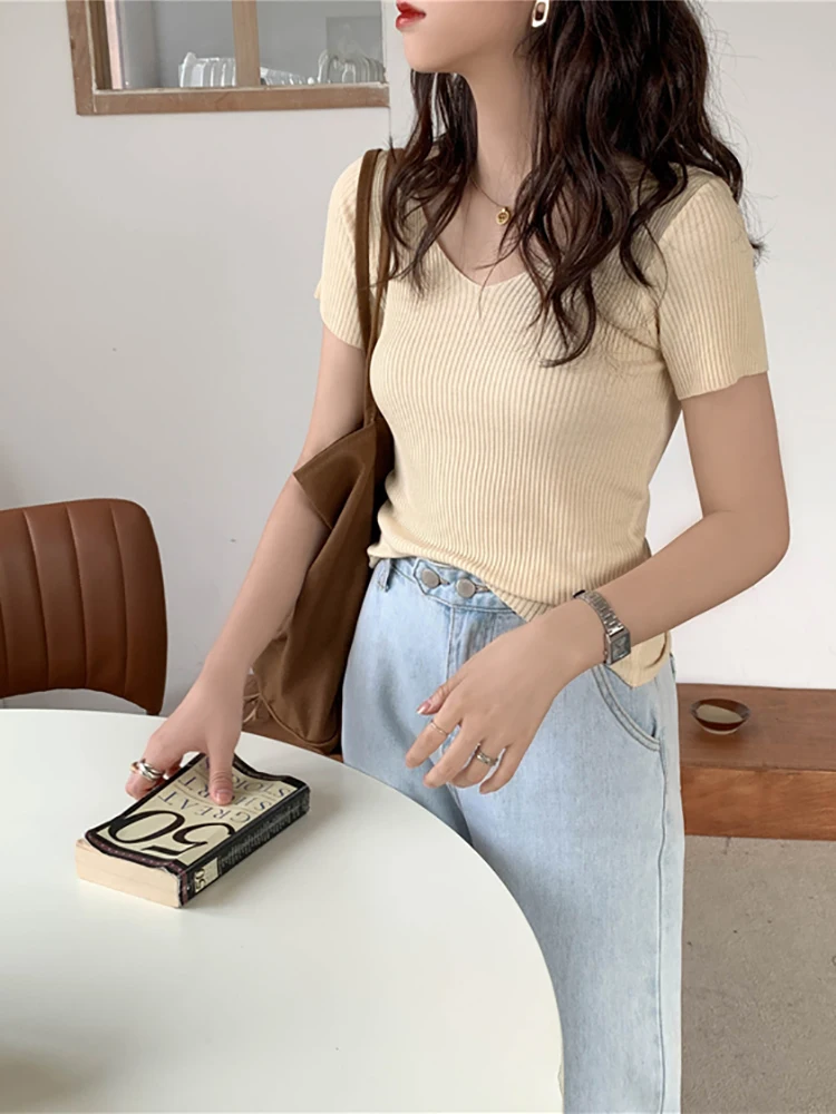 AOSSVIAO-السترة الأساسية V الرقبة محبوك للنساء ، أ...