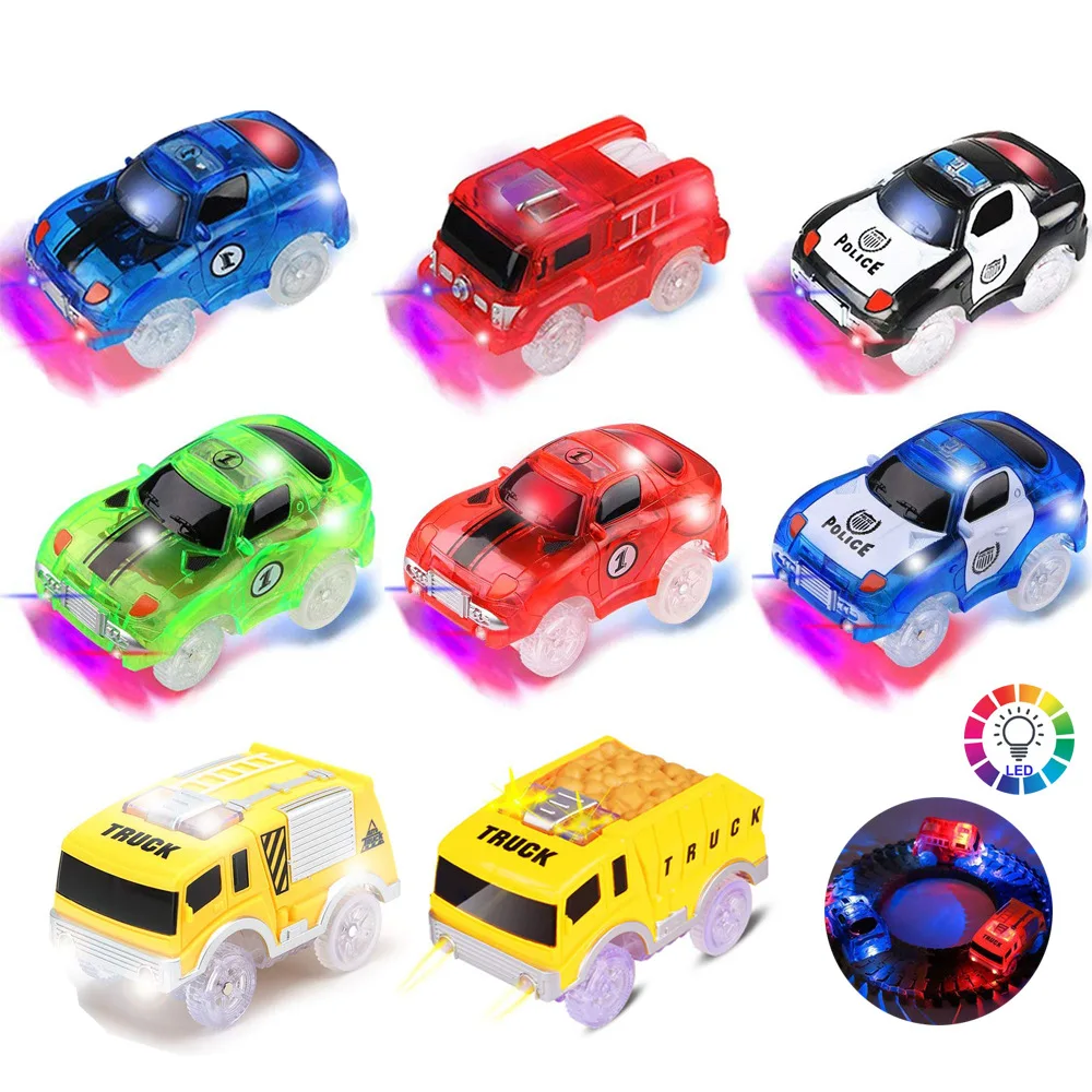 Electronics Car Flashing Lights Magic Tracks Car LED Lights Glowing Track  Models Boys&Girls Educational Toy For Children Car Toy