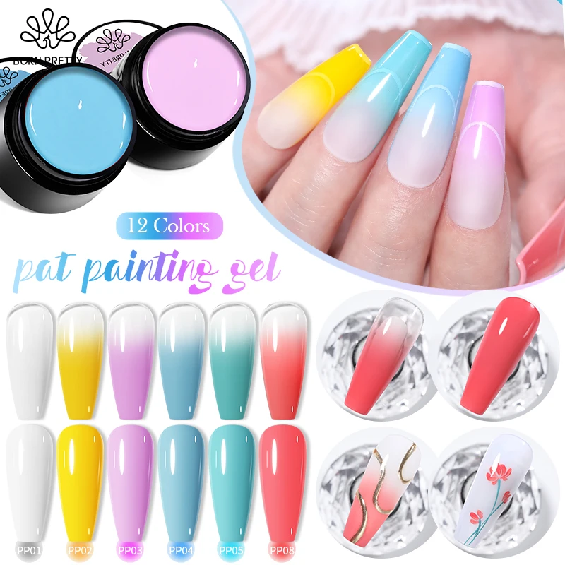 

BORN PRETTY Pat Painting Gel Nail Polish 5ml High Saturated Thick Paint Gradient Nail Polish Gel Gloss Gel Soak Off UV LED Nails