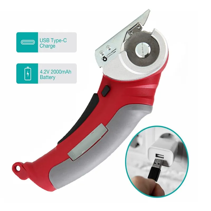 Electric Scissor Portable Cordless Rechargeable Electric Round Scissor Leather Paper Fabric Rotary Cloth Cutter Kit Cutting Tool 2