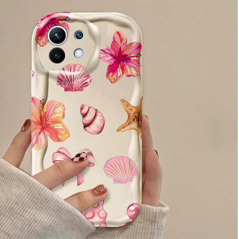 Ocean Animals Clear Silicone Phone Case - Blue & Pink Design