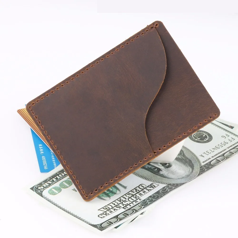 Genuine Leather Business Credit ID Card Holder Crazy Horse Leather Travel Credit Wallet Men Purse Case Leather Wallet Wallet Card Holder Card Holder Credit Card Holder Credit Card Wallet Card Wallet ID Card Holder Wallet Card Bag Business Card Holder Document Card Wallet