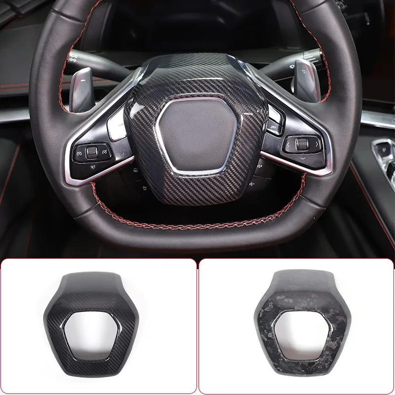 

Real Carbon Fiber For Chevrolet Corvette C8 Stingray Z51 Z06 2020-2023 Car Steering Wheel Outer Frame Cover Interior Accessories