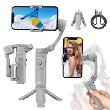 HQ3 3-Achsen-Kardanstabilisator für Smartphones - Faltbarer Handheld-Telefon-Videoaufzeichnungs-Vlog-Anti-Shake-Stabilisator für iPhone und Android