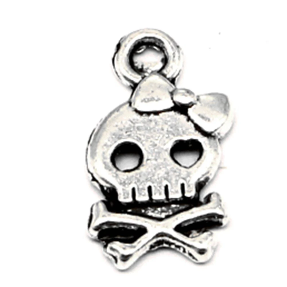 

240pcs Wholesale Jewelry Lots Skull And Bones Charms Pendant Supplies For Jewelry Materials 10x16mm