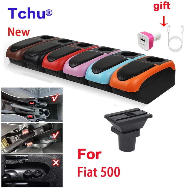 Für Fiat 500 Armlehne box Innen spezielle Retrofit teile Auto Armlehne box  Zentrum Speicher box mit tasse halter USB Auto zubehör - AliExpress