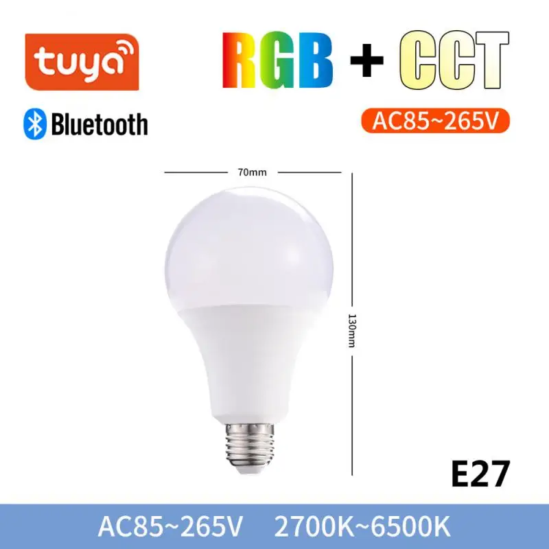 Tuya Bluetooth Smart Bulb RGB Lamp E27 B22 Led Bulb Light Can Use Gateway Upgrade To WiFi Bulbs Works With Alexa/Google Home 