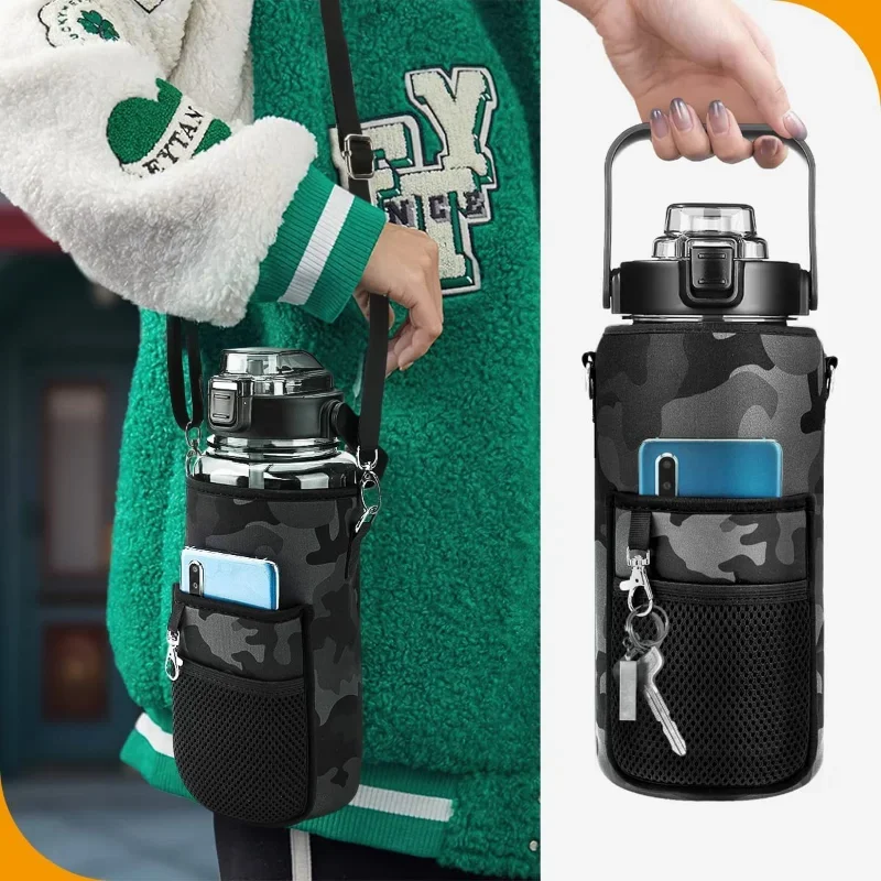 Water Bottle sleeve Sleeve Holder Straw Men Women Jug For Gym Workout Sports 2 Liters water bottle sleeve