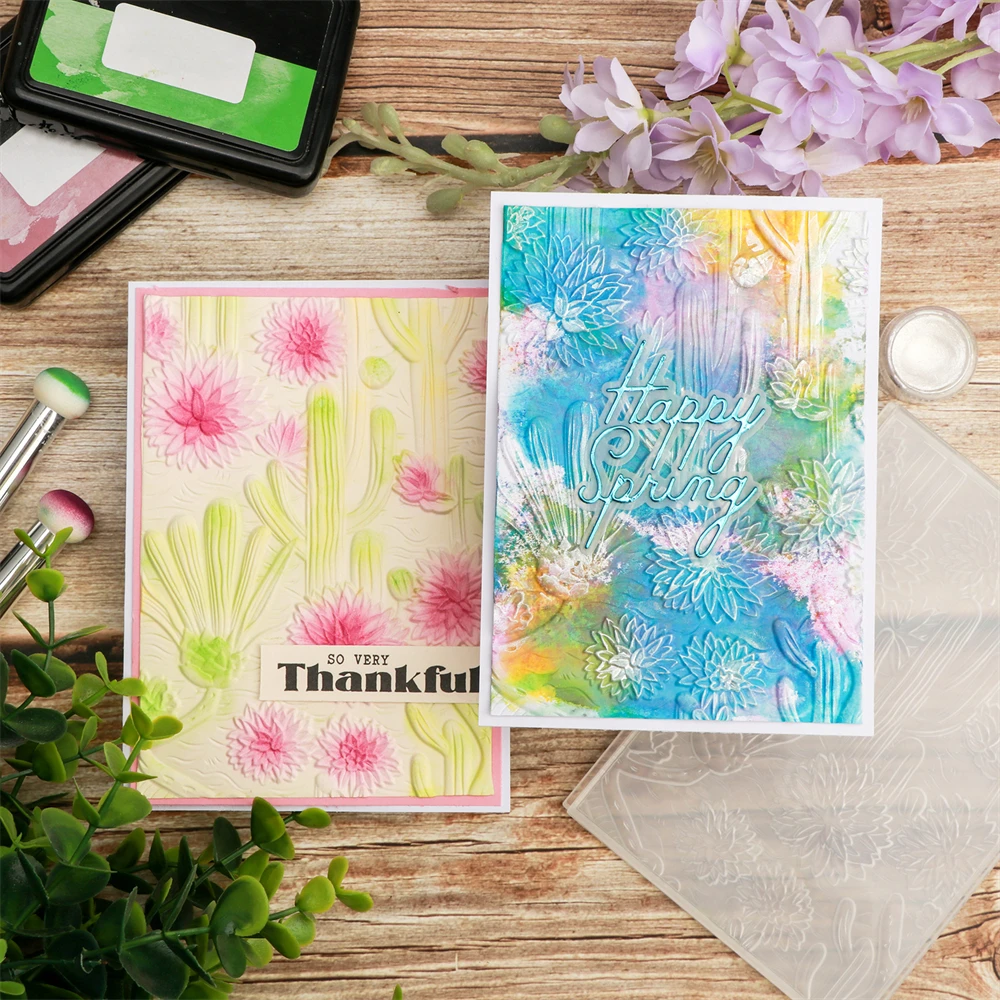 Cactus Flower Succulents 3D Embossing Folder Daisies Reed Background Patterns Templates Stencil DIY Scrapbooking Card Making plastic embossing folder embossing folder