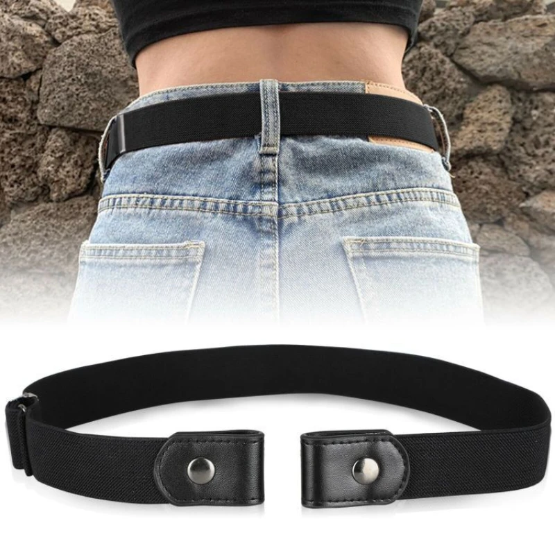 

Simple Buttonless Elastic Jeans Belt Universal No Buckle Stretch Elastic Waist Japanese Stripe Belts Jean Pants Women Men Belt