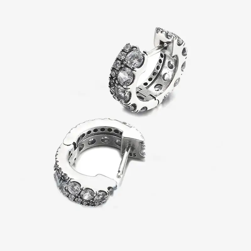 2022 Authentic 925 Sterling Silver Earring Sparkling Star Blue Gem Golden Heart Halo Stud Earrings Women Jewelry BirthdayGift