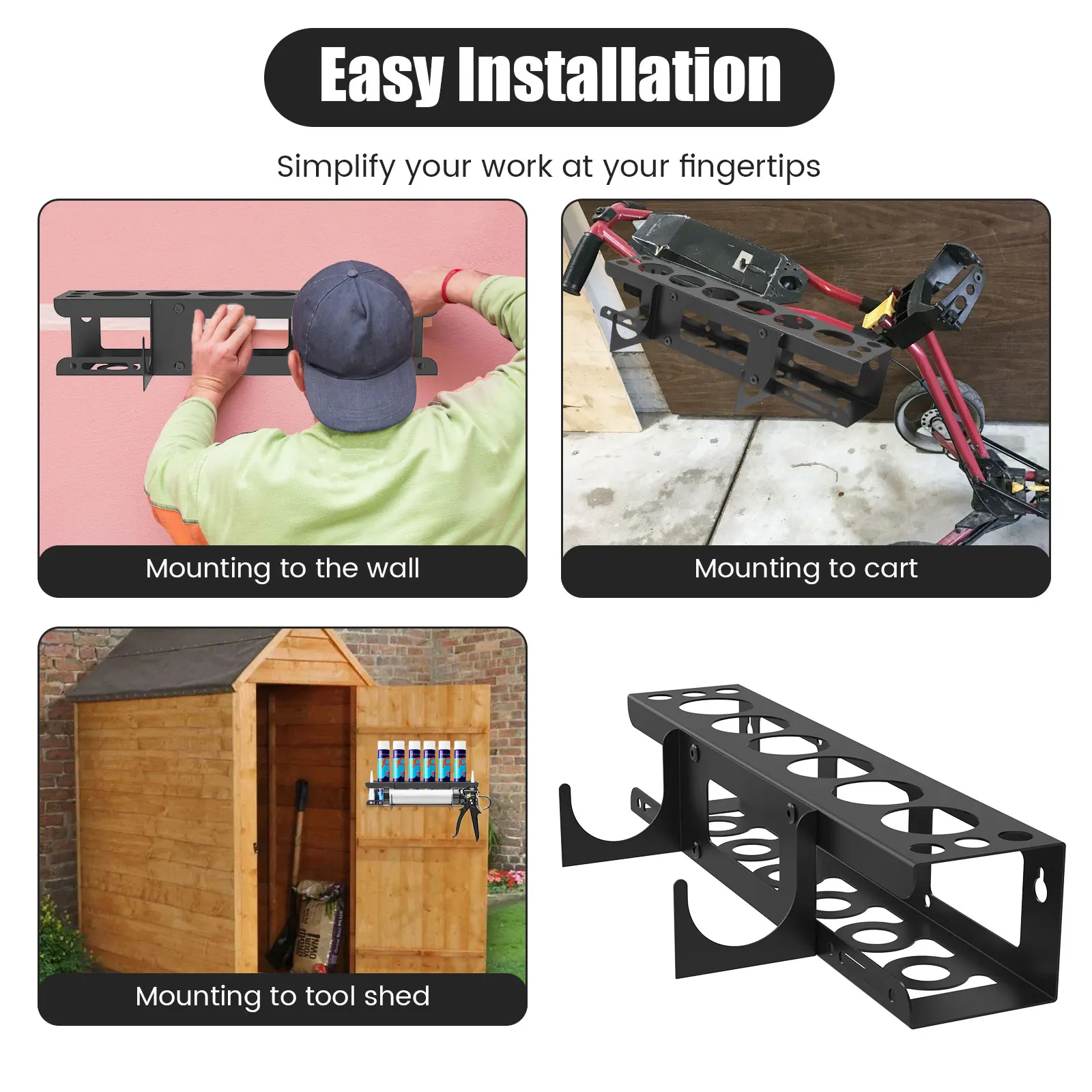 Caulking Tool Organizer Metal Caulk Tube Holder Wall Mounted Sealant Rack Caulking Tube Rack Holds 6 For Garages 4