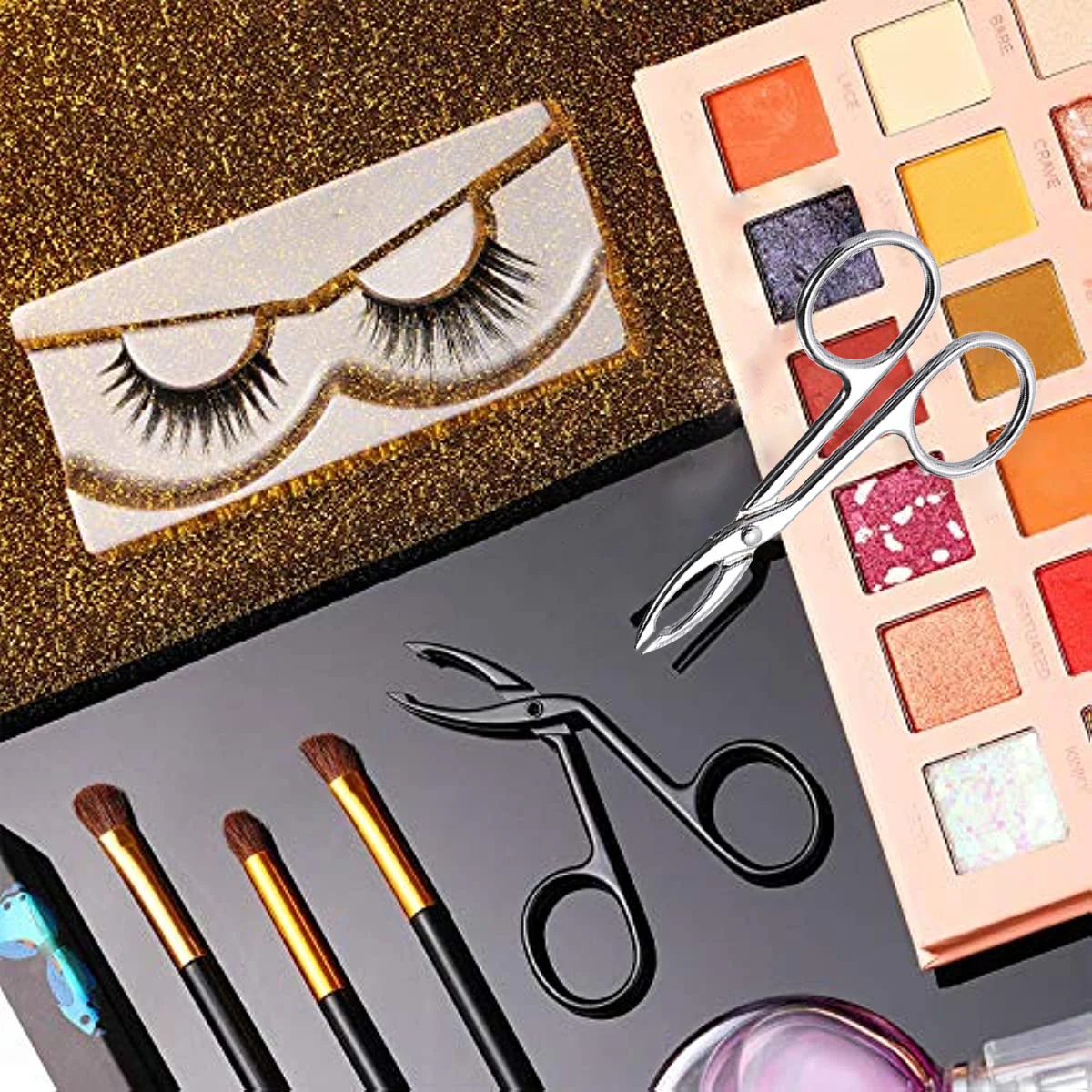 Scissor Shaped Eyebrow Tweezers Flat Headed Tweezers Oblique Headed Tweezers Stainless Steel Scissors Handle Tweezers 6