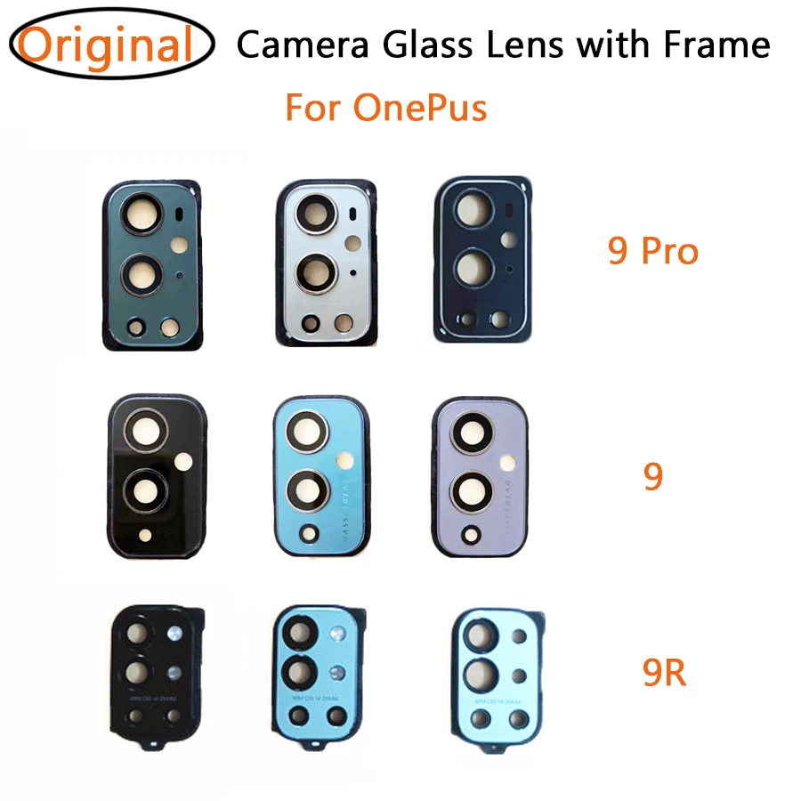 Original For Oneplus 9 9Pro 9R Rear Back Camera Glass Lens With Frame