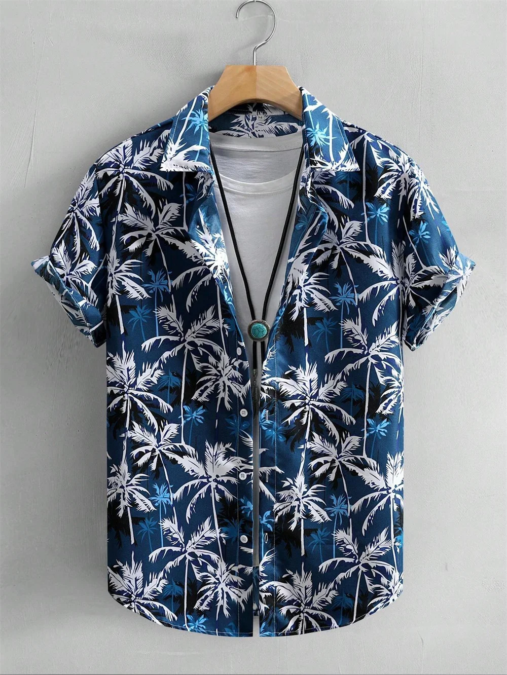 thumbnail image 2 of Geometric Hawaiian Casual Button-Down Shirts For Men For Sale 2 of 11