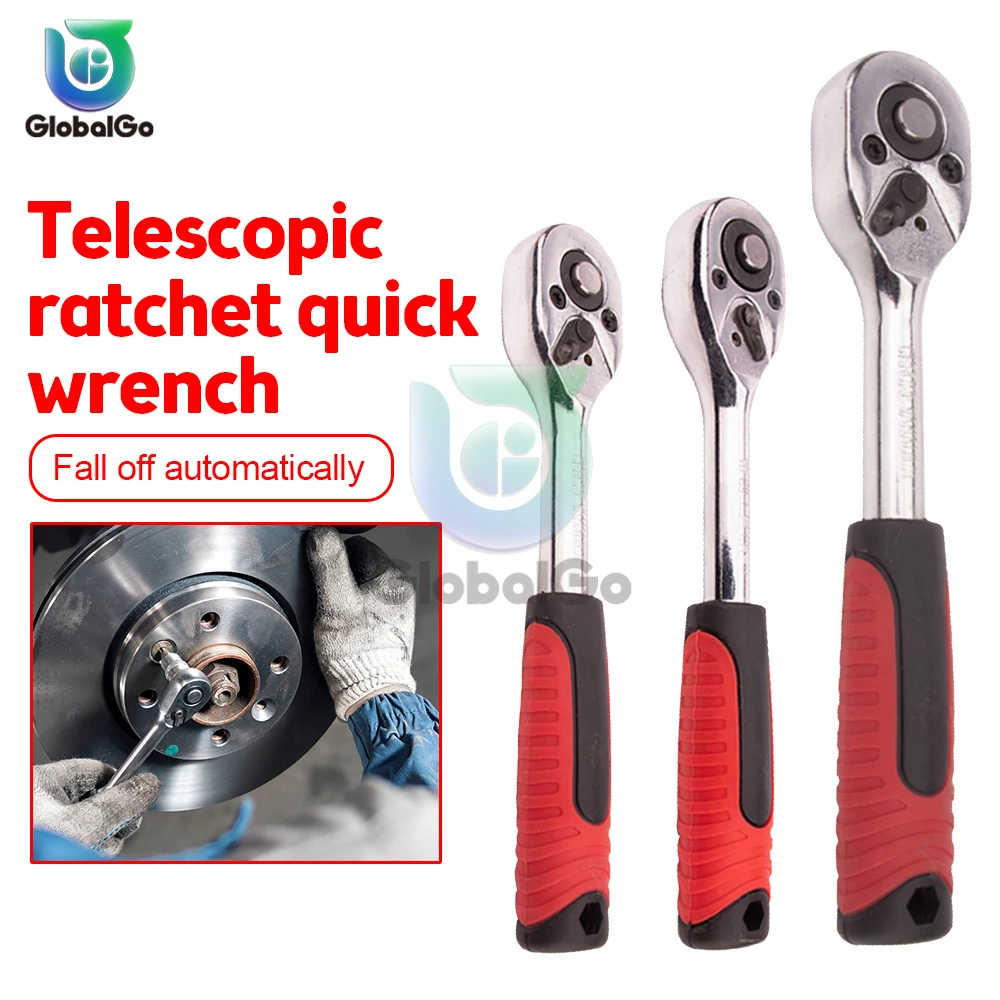 

1/4" 3/8" 1/2" Ratchet Wrench 24 Teeth Extending Telescopic Ratchet Socket Spanner Plate Ratchet Handle Tools for Car Repairs