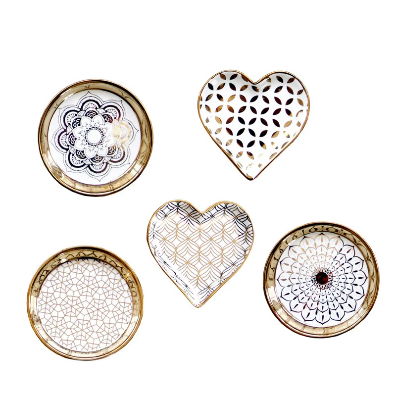 European Luxury Decorative Storage Trays, Ceramic Snack Saucer, Cake Plate, Small Jewelry Dish, Middle Eastern Arabic 5