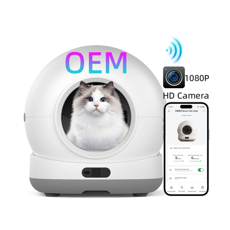 72L Smart Cat Litter Box With Camera Replaceable Pet Odor Eliminator Tuya App Control Automatic Cat Litter Box Self Cleaning