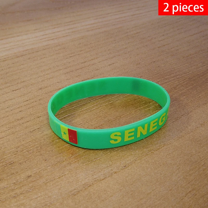 2pcs Senegal National Flag Wristbands Sports Silicone Bracelet Men Women Rubber Band Patriotic Commemorative Fashion Accessory silicone wristband