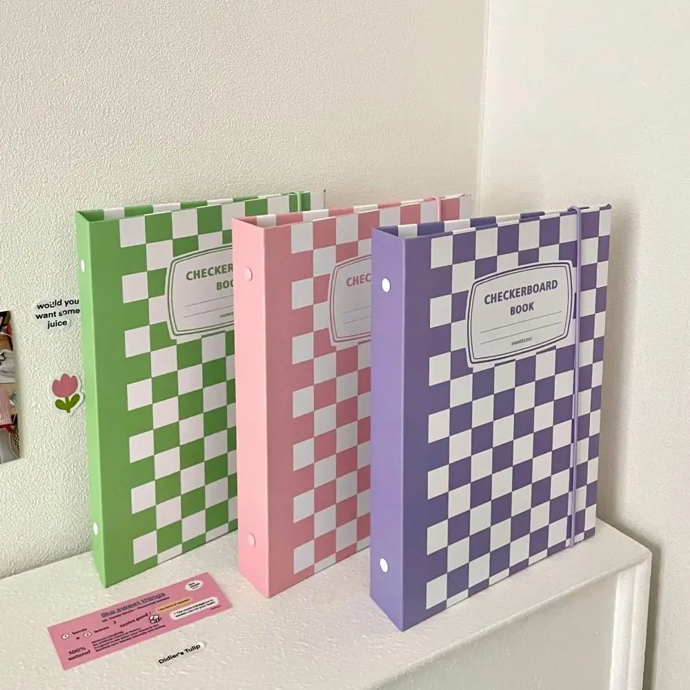 Checkerboard A5 Kpop Idol Photocard Binder Book Jacket Hard Cover Idol Photo Album Loose-leaf 6-hole Photo Card Holder
