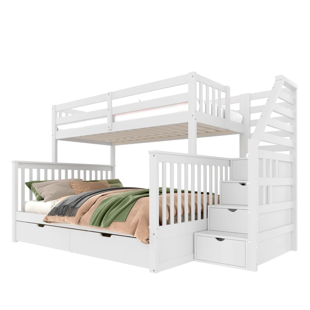 Modernes Schlafzimmer 90 x 200 über 140 x 200 Etagenbett mit Schubladen, Stauraum, ohne Matratze, multifunktional, Kinderbett – Detail 15