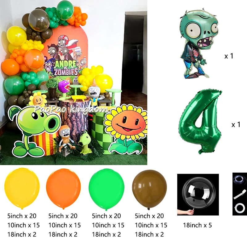 Plants Vs Zombies Balloon Arch Kit - Kids Party & Room Decoration Set