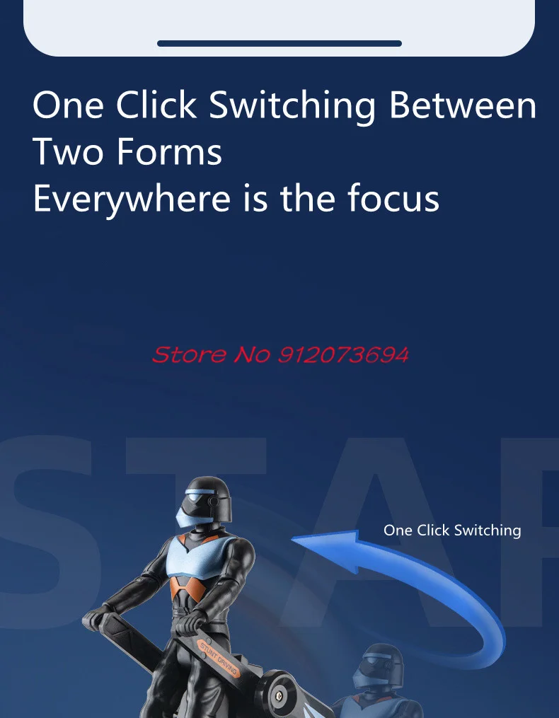 Deformación de modo dual Control remoto de alta velocidad motocicleta 30 minutos iluminación fría y efecto de sonido 360 °   Coche triciclo RC giratorio