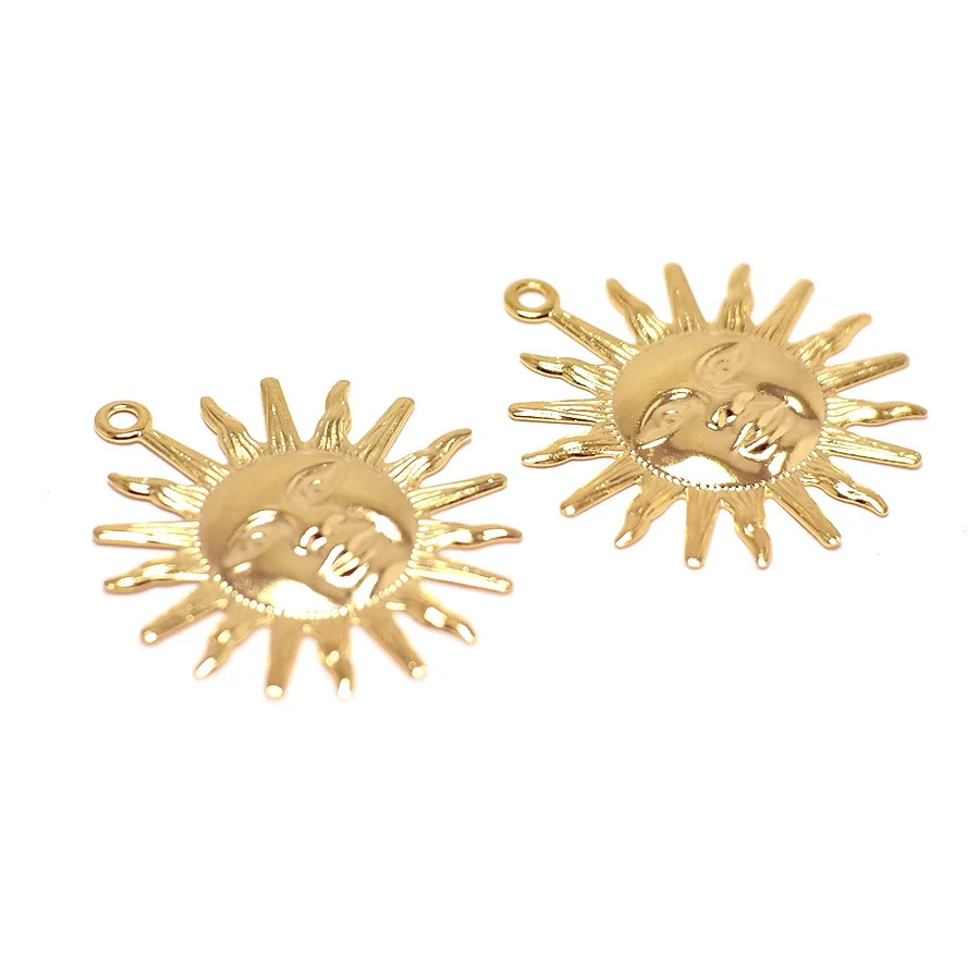 

10pcs Round Sun Earring Charms,Gold Color Plated Brass Face Pendant,Hammered Charms,Earring Jewelry Necklace Making 21.7x24.8mm