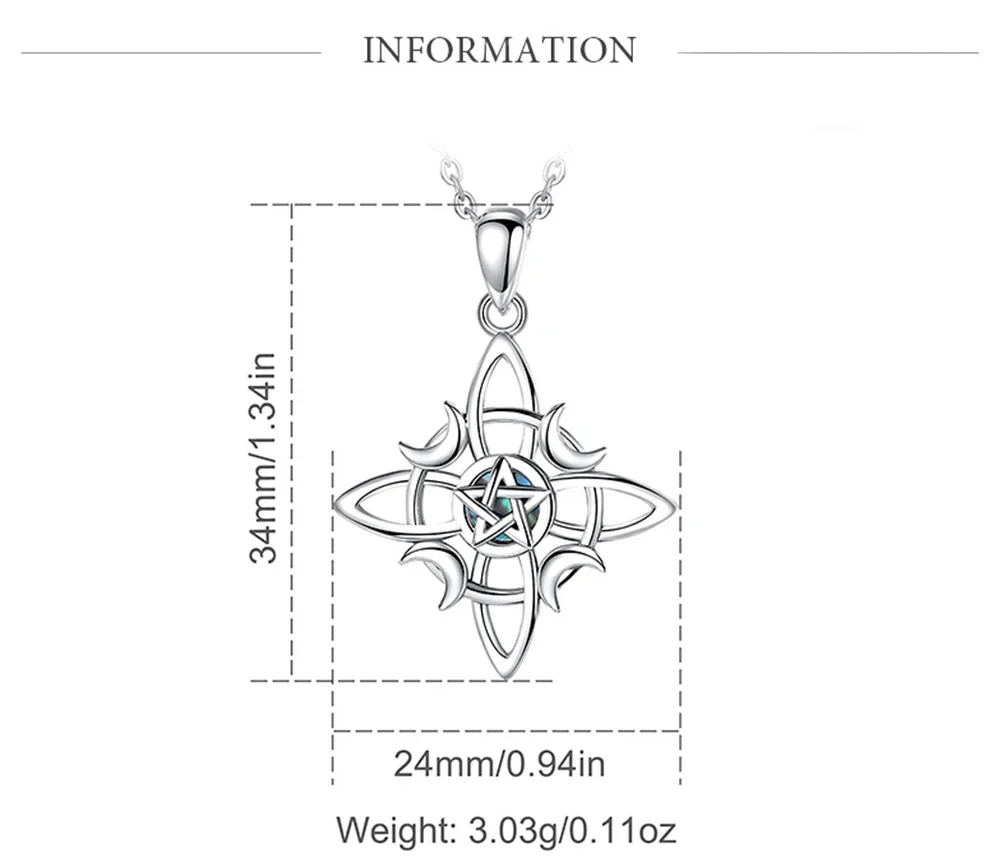 Celtic Knot Pentacle Necklace - Stainless Steel Wiccan Pentagram Pendant, 23.6 Inch Chain